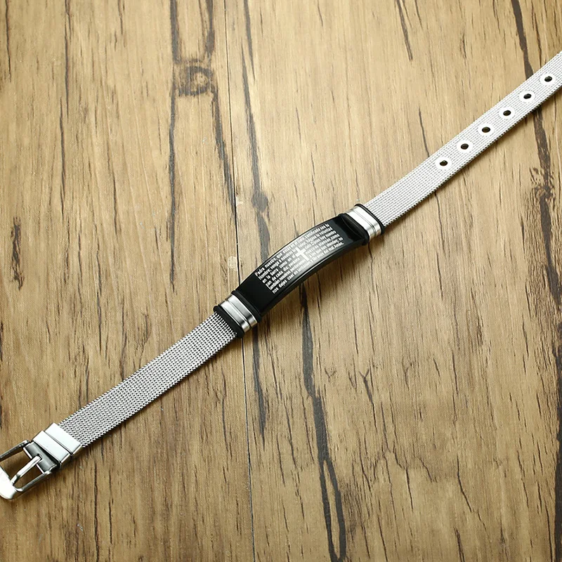 XUANPAI гравированный Библейский крест браслет для мужчин регулируемый часов