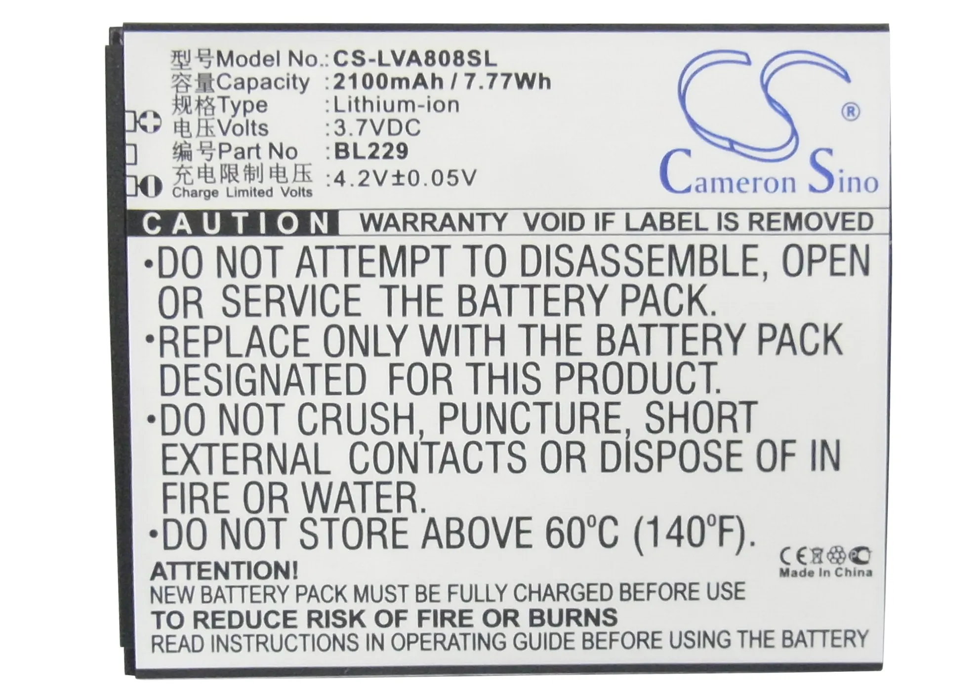 Аккумулятор Cameron Sino 2100 мАч BL229 для Lenovo A8 A806 A808T|battery bl229|2100mah batterycameron sino |