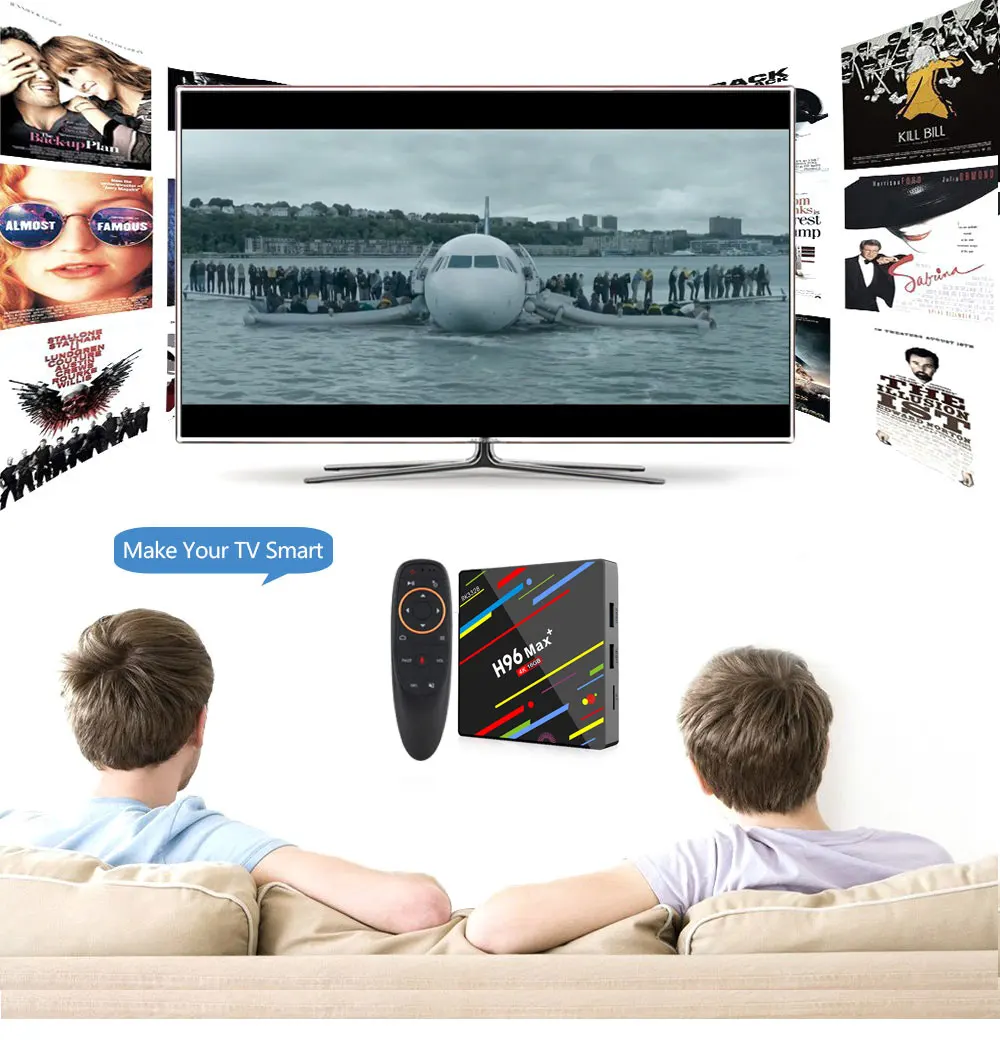 H96 Max Plus Android 8,1 ТВ-бокс RK3328 4 Гб 64 Гб 1080 p H.265 4 k 3D Google Youtube WiFi HDR10 Интеллектуальный Android tv Box H96
