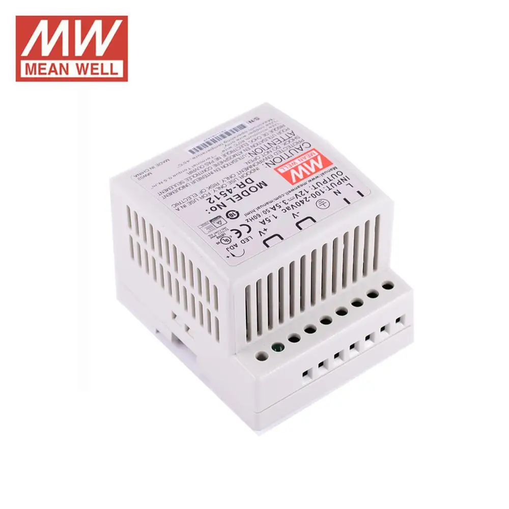 Бренд MEAN WELL представляет DR-45W Питание освещения трансформатор 5 V 12 15 24 постоянный