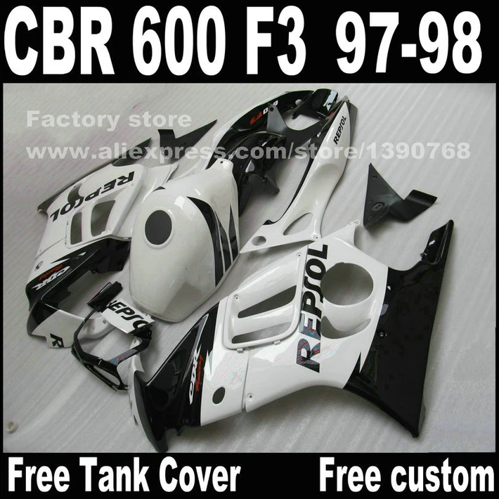 Мотоциклетные детали для HONDA CBR 600 F3 Обтекатели 1997 1998 CBR600 97 98 Белый Черный репсол