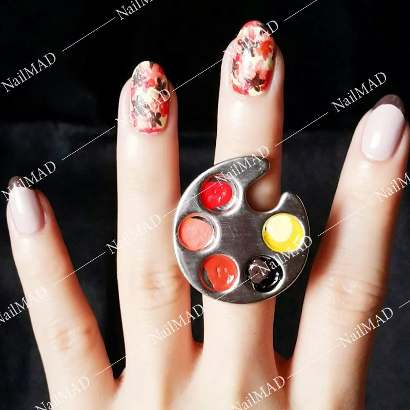 Кольцо с палитрой для нейл-арта Палетка маникюра смешивания красок макияжа