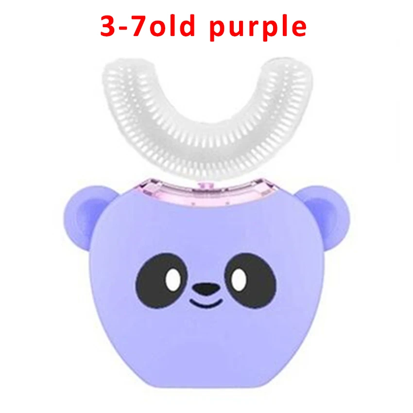 3-7old purple Smart U 360 градусов детская звуковая электрическая зубная щетка музыкальная Кремниевая Автоматическая ультра звуковая зубная щетка с мультяшным рисунком для детей - Цвет: 3-7old purple