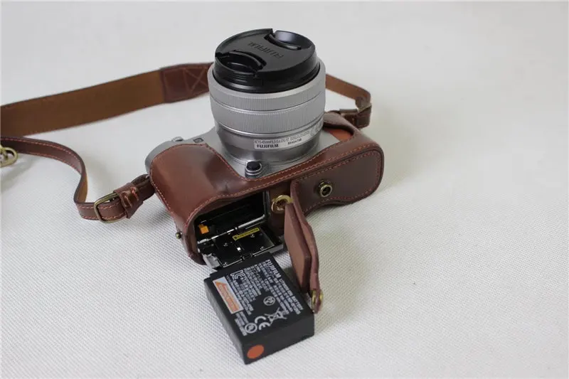 Черный/коричневый/Coffe камера кожаный чехол для Fuji Fujifilm XA5 X-A5(15-45 мм объектив) с сумкой для хранения нижняя открывающаяся крышка