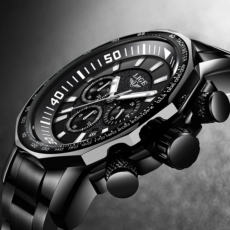 Relojes Hombre LIGE, мужские часы, Лидирующий бренд, Роскошные, 24 часа, дата, деловые кварцевые часы, мужские полностью стальные, большой циферблат, водонепроницаемые часы