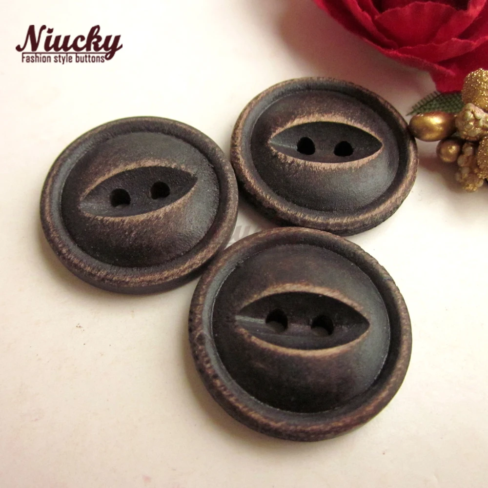 

Кнопки из дерева Niucky 23 мм, 2 отверстия, старое шлифовальное кофейное дерево, кнопки для одежды, натуральные деревянные Швейные материалы, ...