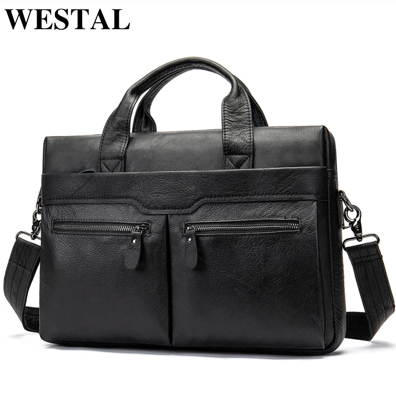 Портфель WESTAL из натуральной кожи для мужчин сумка мессенджер документов тоут