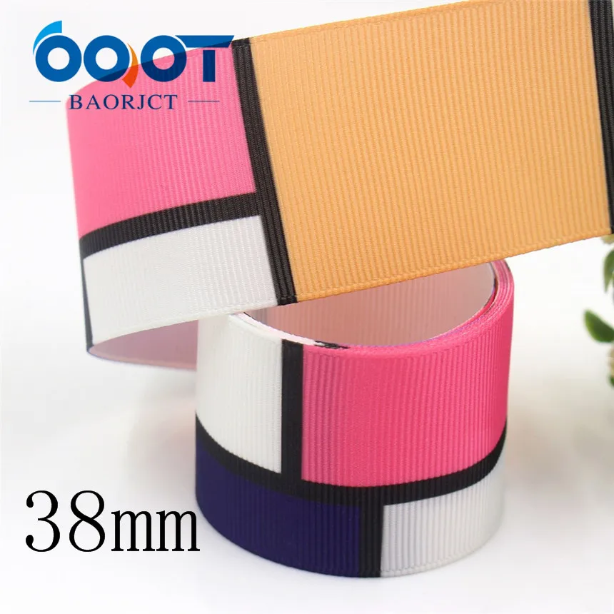 I-19321-686 OOOT BAORJCT I-19321-685 38/75 мм 10 ярдов геометрический Термальность с печатным рисунком grosgrain ленты, бантом, DIY аксессуары для украшения - Цвет: I-19321-686