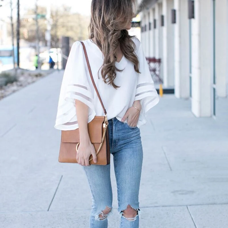 Летние женские топы с V образным вырезом толстовка коротким рукавом для девочек