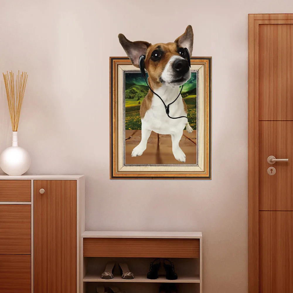 Современный мультфильм Щенок 3D стерео собака фоторамка ТВ настенные наклейки