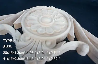 Длинная деревянная резная аппликация N14 28x15x1 8 см Неокрашенная рамка дверная