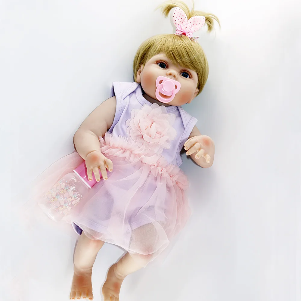 Игрушечные куклы Bebes Reborn из полного винила и силикона для детей подарок 23-57 см блондинки принцессы, можно купать.