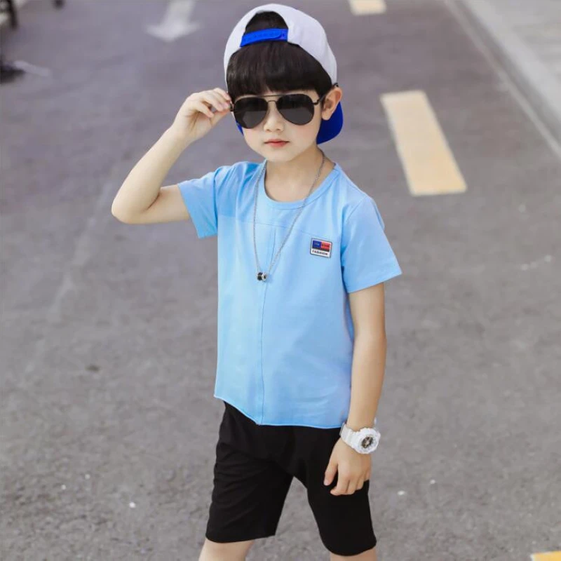 2pcs clothes sets 2019 summer new children's clothing boy short-sleeved Tshirt + short pants | Детская одежда и обувь