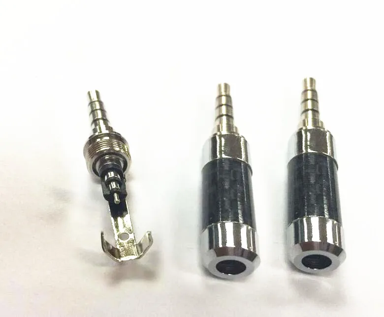 

rhodium plated carbon fibre 3.5mm 4 Pole Male Plug Straight Audio Connector solder DIY headphone adapter 50pcs free shipping