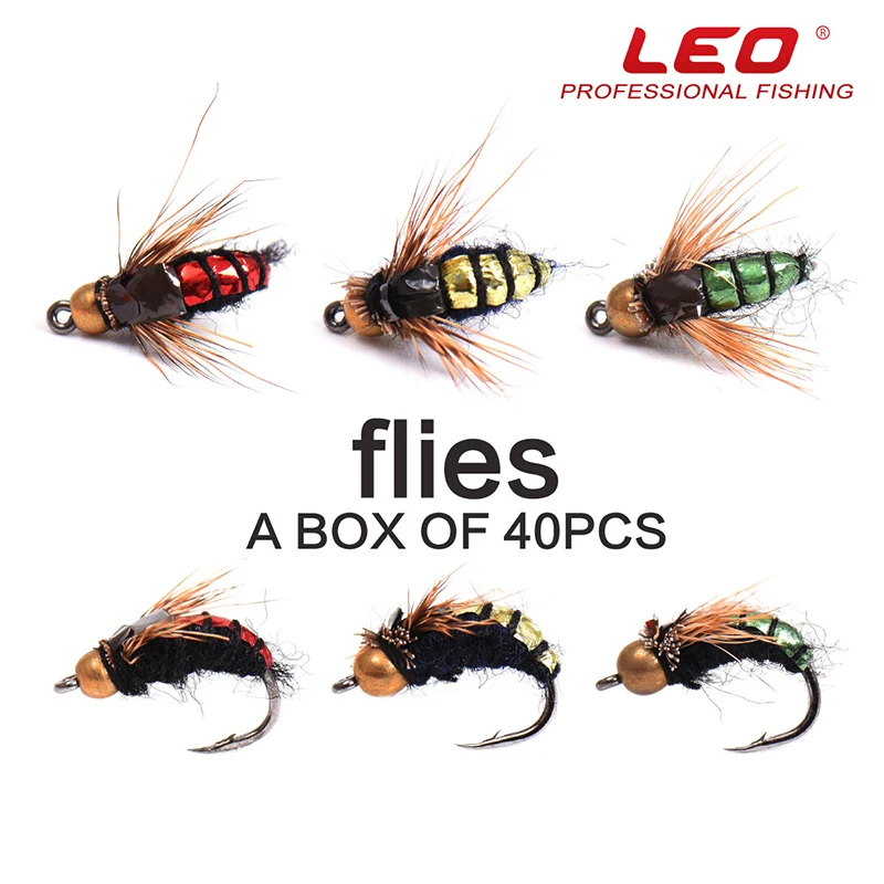 40 шт./кор. набор приманки для ловли нахлыстом комаров мухи искусственные