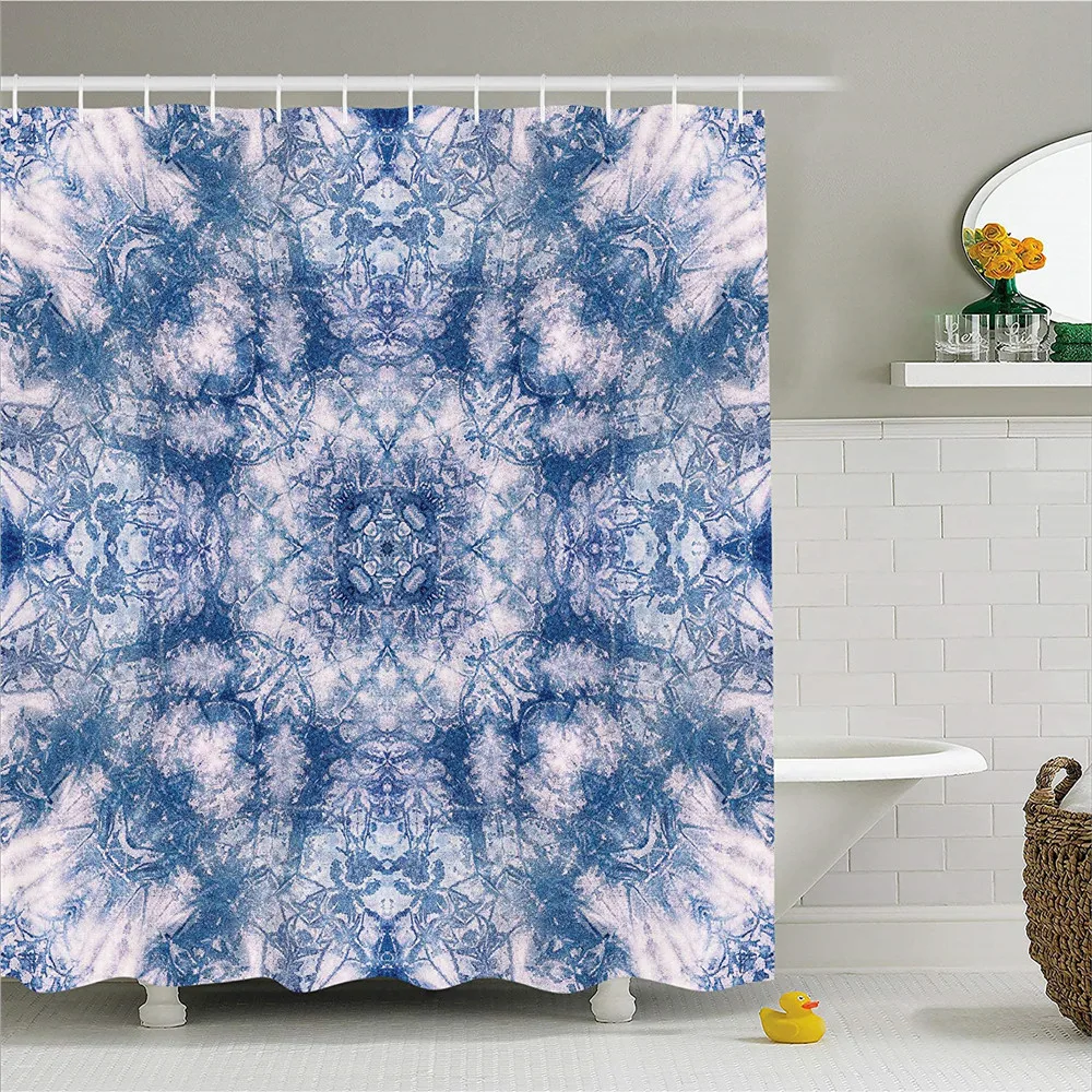 Tie Dye Shower Curtain by LIBIN Symbolic Oriental Life of Flower Figure with Blurry Tones Boho Style Eastern Print Fabric Bath | Дом и сад