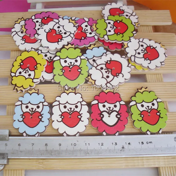 Деревянные швейные пуговицы для скрапбукинга овцы в случайном порядке с двумя