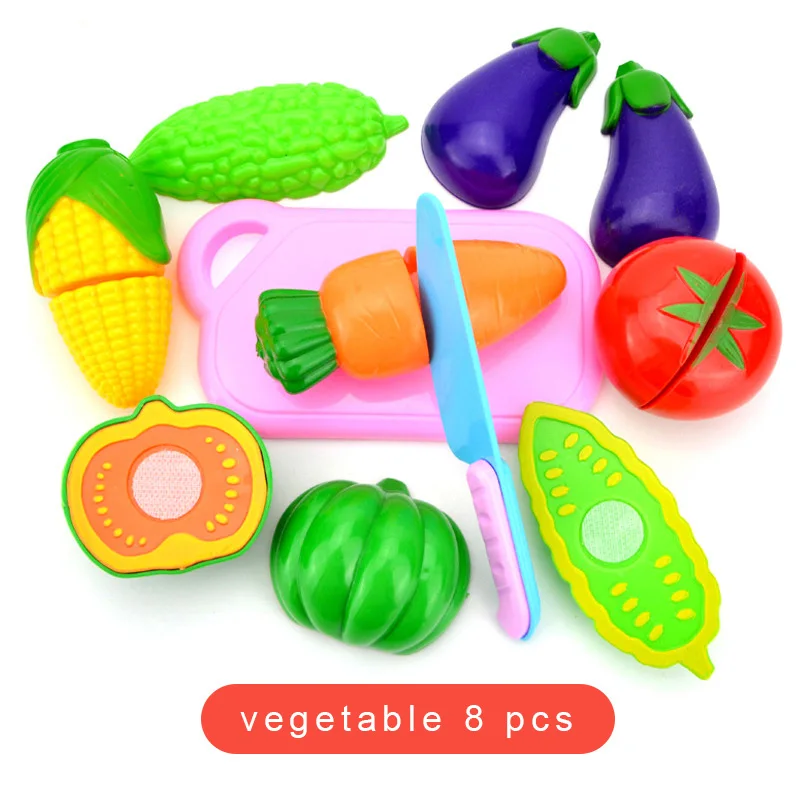 vegetable 8 pcs 8-24 шт., детская кухонная игрушка, посуда для приготовления пищи, пластиковые фрукты, овощи, еда, разделочный игровой дом, развивающие игрушки, наборы, подарок - Цвет: vegetable 8 pcs
