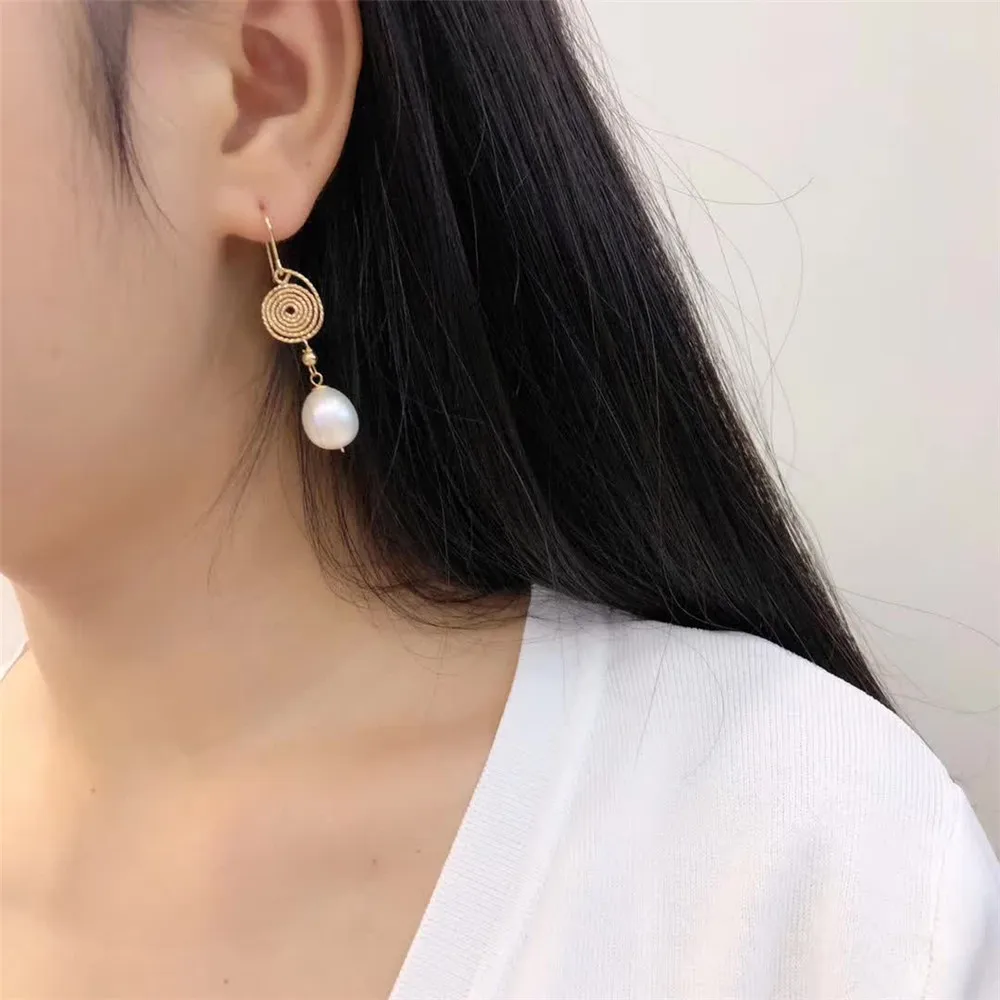 

fine jewelry factory wholesale SGARIT brand fashion 14k gold wrap natural yellow Pearl gemstone tassel earring hand made jewelry