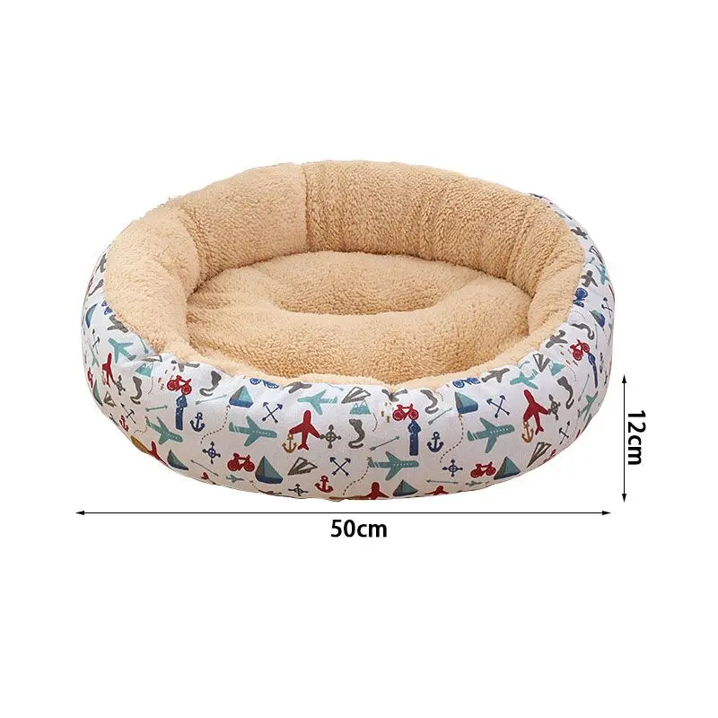 FUNABKY 50*12 см геометрические узоры мягкая хлопковая круглая кровать для собаки