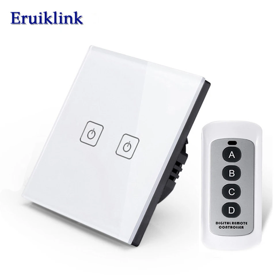 Eruiklink ЕС/Великобритания Тип дистанционного управления Переключатель 1 2 3 банда 1 способ, Кристалл Стекло переключатель панель, пульт настенный сенсорный переключатель для умного дома