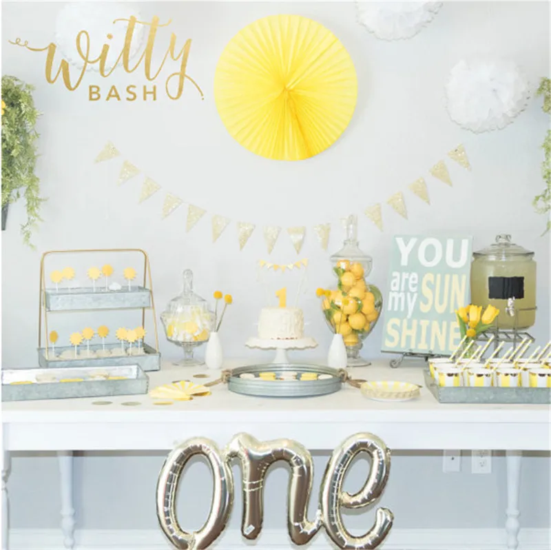 8pcs Yellow with Gold Party Plates Tableware 7&quot 9&quot Paper Wedding Birthday Baby Shower Dessert Table Supplies | Дом и сад