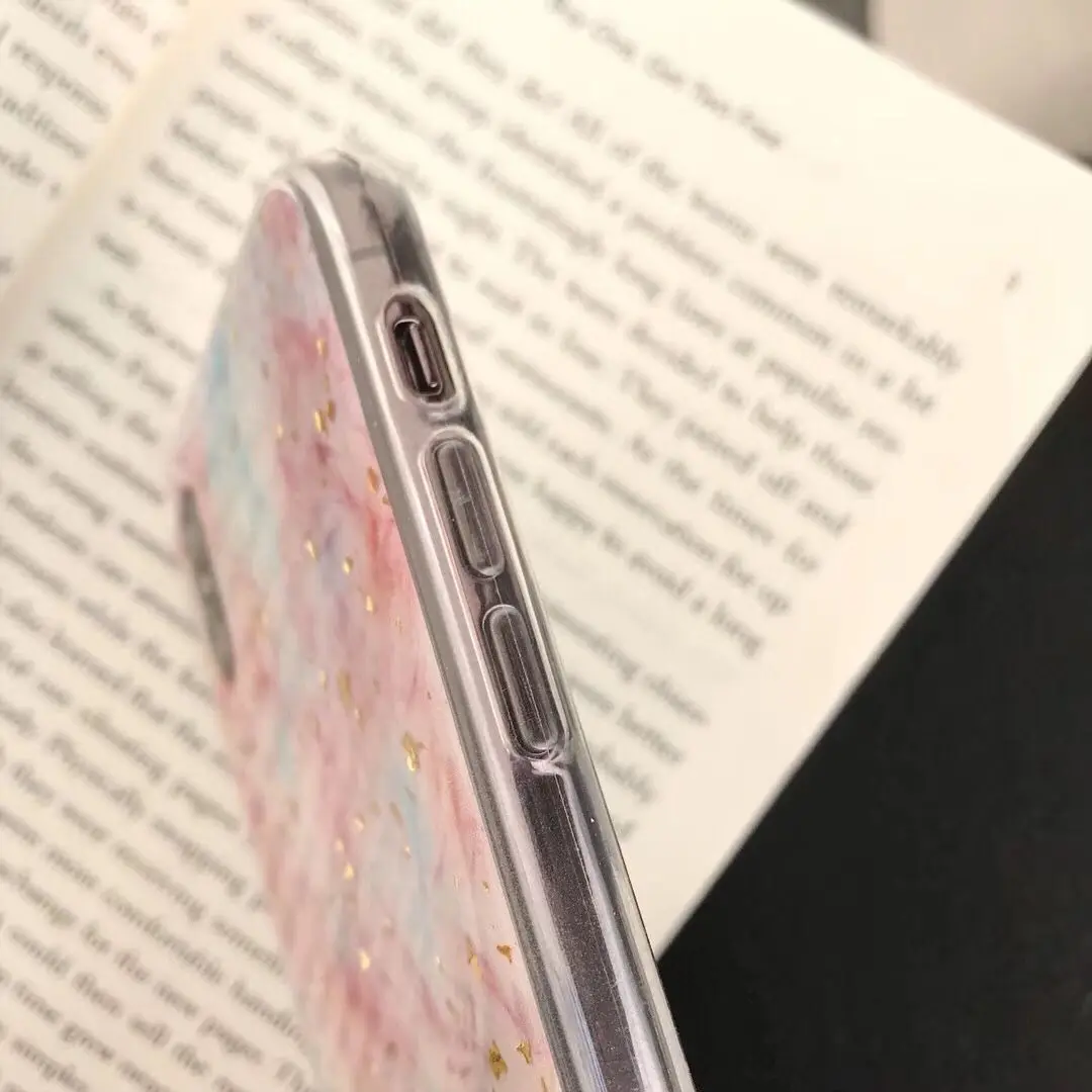 Gold Foil Bling Marble Phone Case for iPhone XR For XS 6s 7 8 Plus MAX with ring holder |