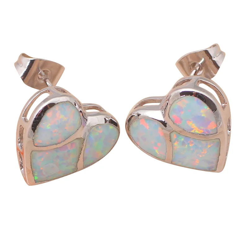 Bijoux женщин Оптовая и розничная Сердце Стиль Белый огненный опал штамп серебряная