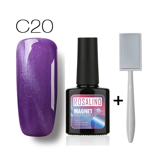 C20 with Magnet Rosalind 10 мл кошачий глаз лак для ногтей Отмачивание высококачественное покрытие 1 цвет с 1 магнитная палочка - Цвет: C20 with Magnet