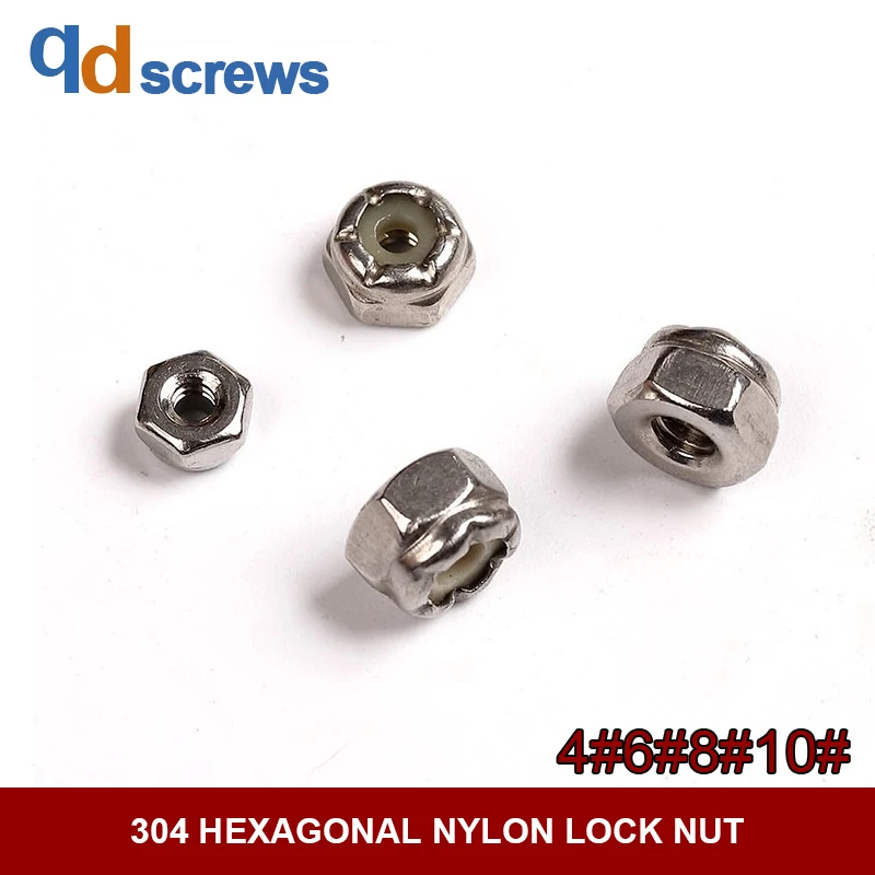 

304 4#6#8#10# US Standard Hexagonal Nylon Lock Stainless steel nut