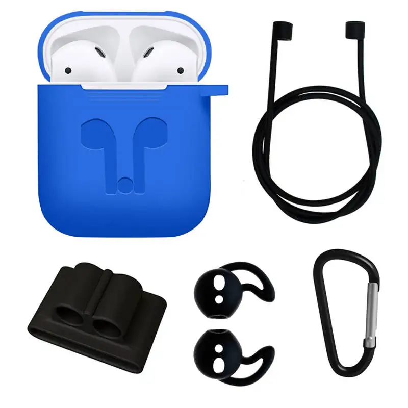 Для Apple Airpods аксессуары силиконовый чехол + анти потерянный ремешок ушной крючок 5