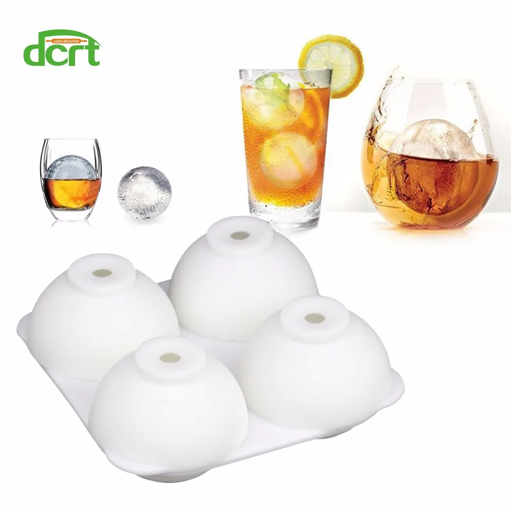 

DCRT 4 Cell Ice Ball Mold Silicone Ice Cube Ball Tray Whiskey Cocktail Ice Cube Maker Kitchen Bar Accessories