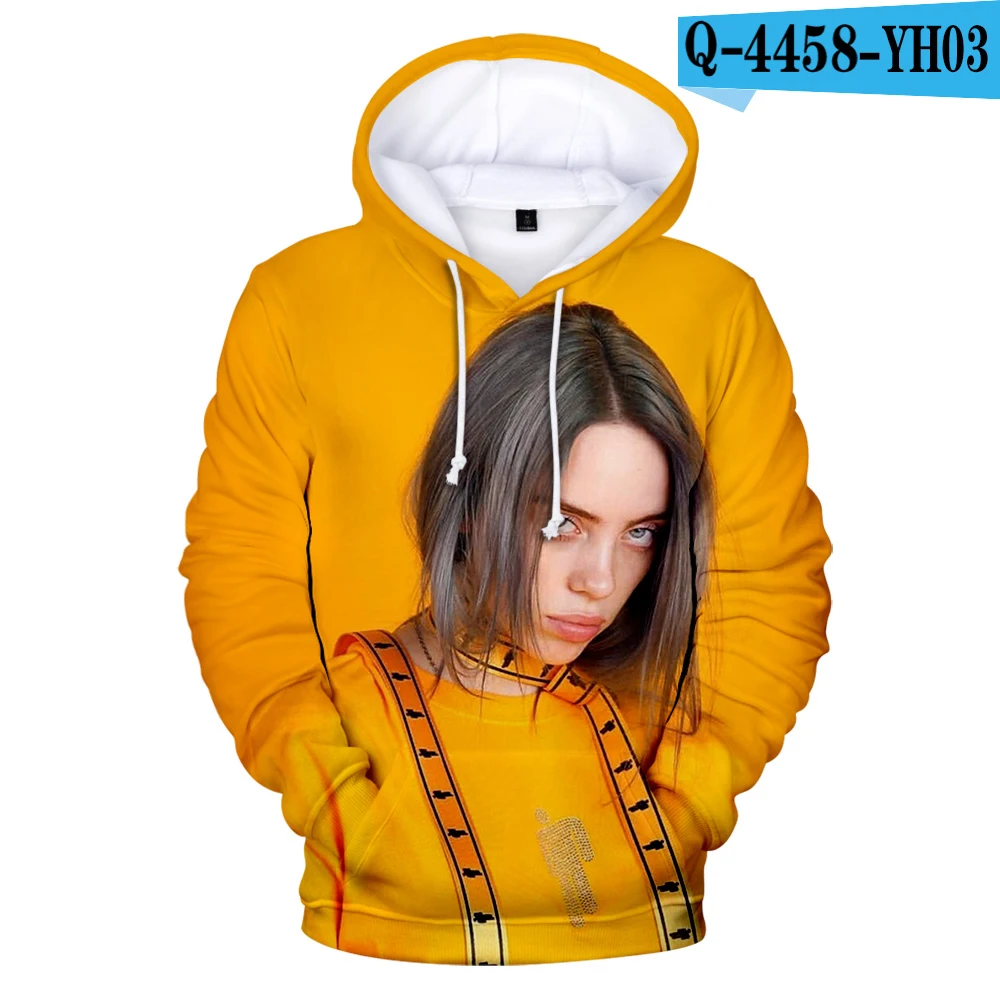 3D Новое поступление, Billie Eilish, 3D толстовки, женские, мужские, модные, Harajuku, хип-хоп, 3D принт, Billie Eilish, женские толстовки, толстовка - Цвет: 3D
