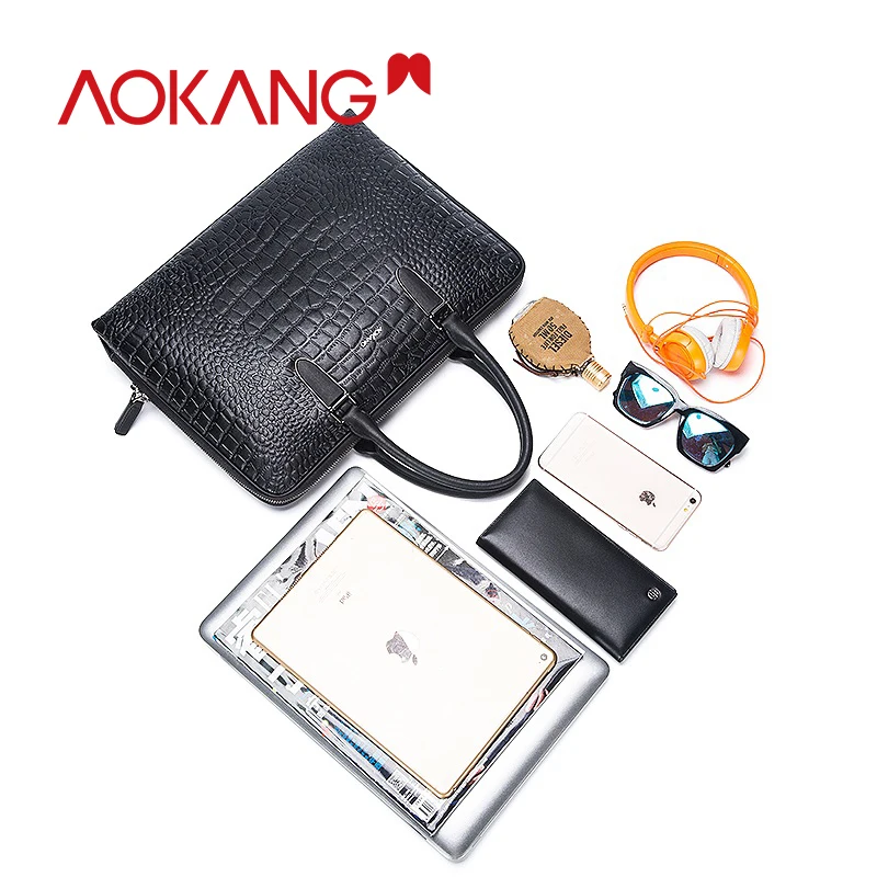 AOKANG 2019 деловая сумка черного цвета мужской кожаный портфель через плечо кожаные