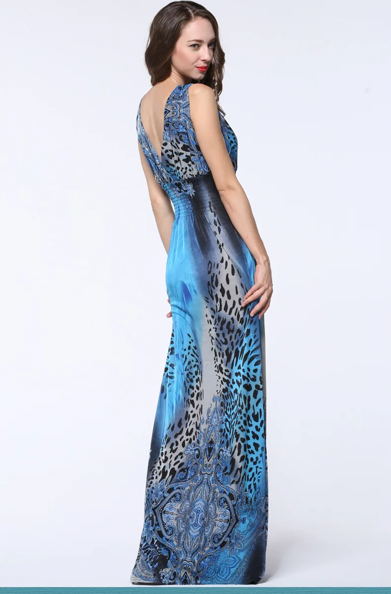 Женское пляжное платье в богемном стиле длинное макси с принтом большие размеры