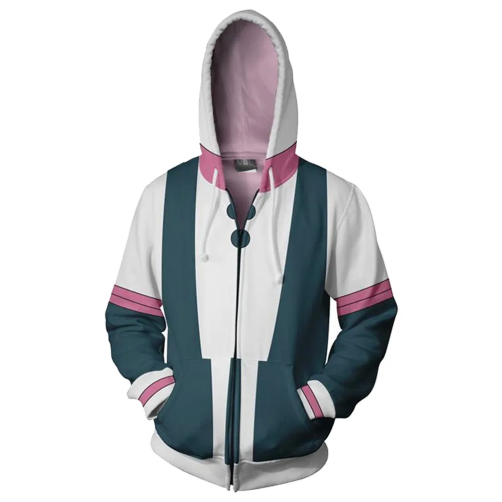 Ochako Uraraka daily wear Boku no Hero Academia My Cosplay Sweatshirt Zip Up Hoodie Jacket Coat | Тематическая одежда и