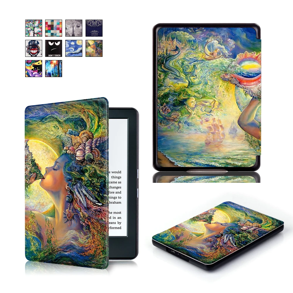 Тонкий чехол из искусственной кожи с магнитной застежкой защитный для Amazon Kindle 8th