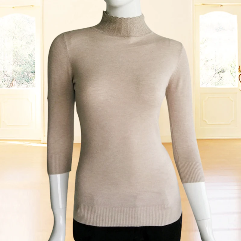 Женский вязаный свитер кашемировый пуловер с высоким воротом зима 2019 | Женская