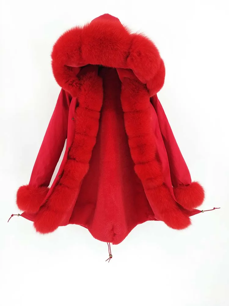 Winter Jacket Women Brand Real Fur Coat Long Parka Natural Fox Collar Hood Outerwear Luxury Thick Warm Streetwear New | Женская одежда