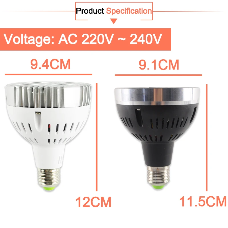 Светодиодный светильник E27 par30 35W прожектор AC 220V 240V для домашнего освещения