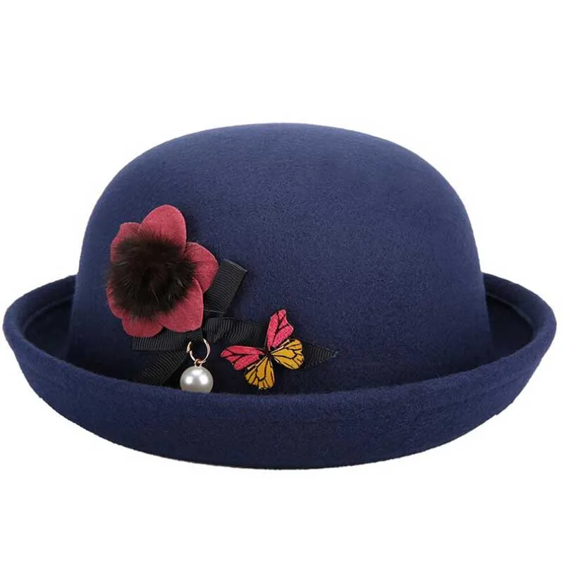 Новинка 2017 прекрасный красный весна осень старинные купола фетровых женские