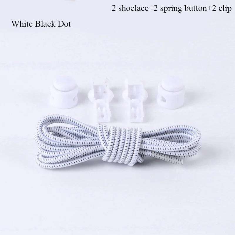 White Black Dot Шнурки без завязок, растягивающиеся шнурки, фиксирующий башмак, эластичные шнурки для кроссовок, детские шнурки, шнурки для бега/триатлона - Цвет: White Black Dot