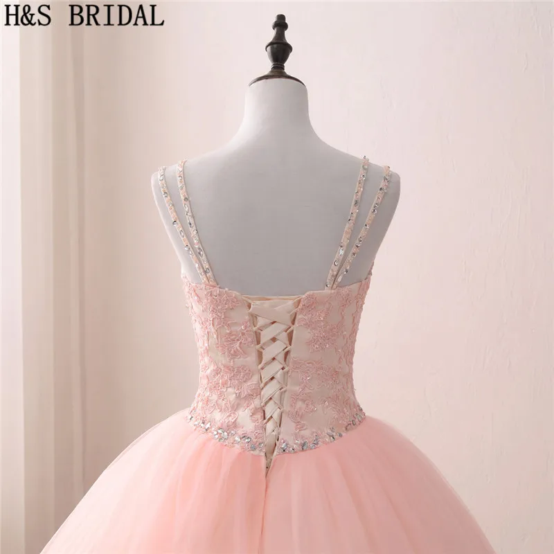 Женское бальное платье H &amp S Розовое Бальное Платье на бретельках кружевное для