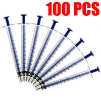 hot 1ml 100pcs disposable sampler plastic syringe cubs measuring nutrient hydroponic epoxy resin syringe with cover measuring
