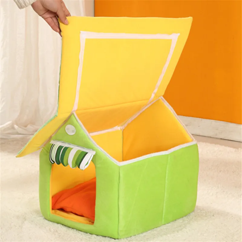 Модная Съемная детская зимняя теплая мягкая домашняя кровать для собак с