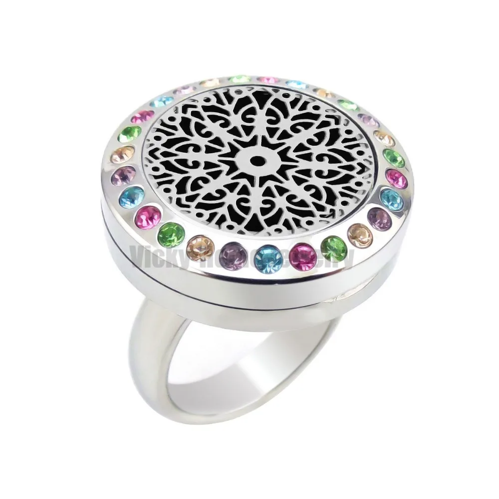 20 мм снег ароматерапия медальон кольцо с кристаллами Прямая поставка эфирные