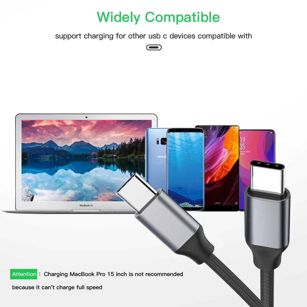 Кабель для быстрой зарядки и передачи данных type-C, 3 А, usb type-C, кабель для USB-C, кабель для MacBook ChromeBook Nexus, телефонные аксессуары
