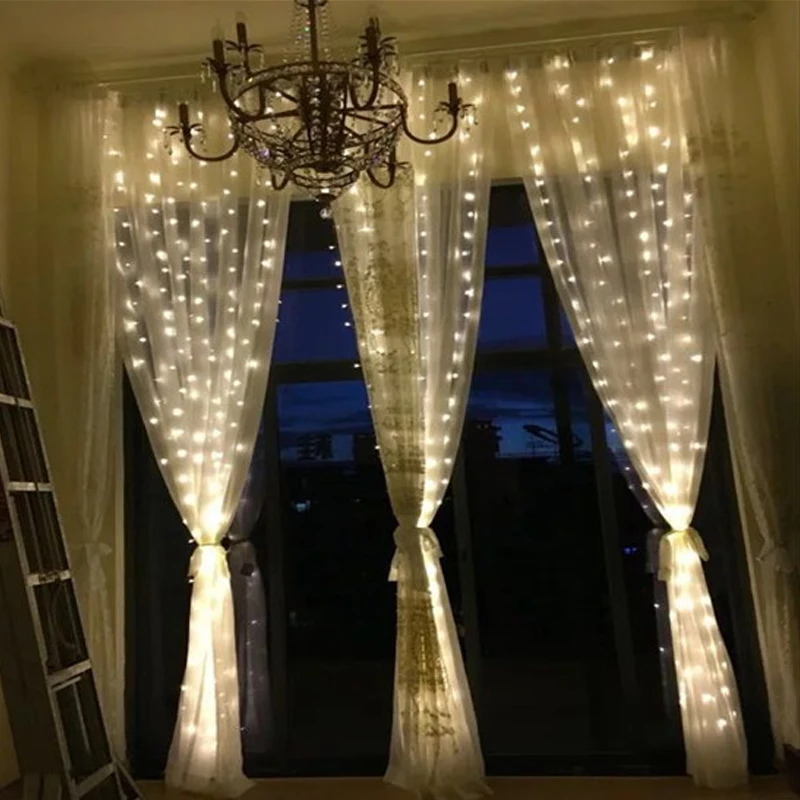 Светодиодный гирлянда в виде сосульки ЕС 220 В Рождественская фея Звездные огни