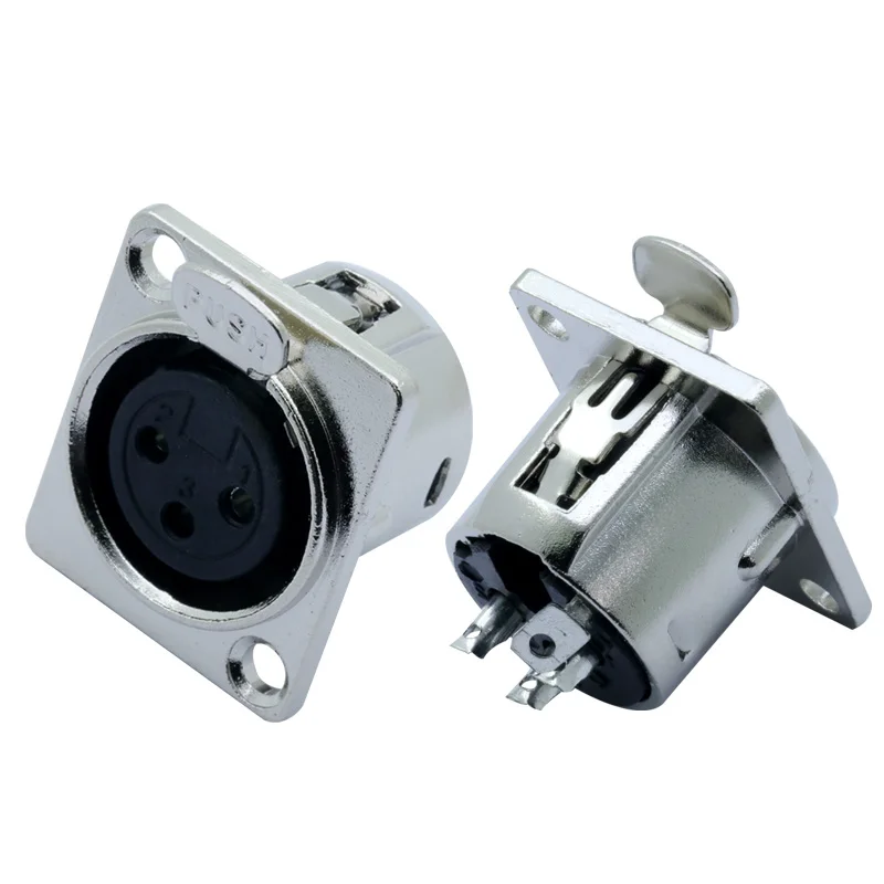 10pcs High quality XLR connector Nickel Plated 3pin Female jack panel mount audio speaker plug | Обустройство дома
