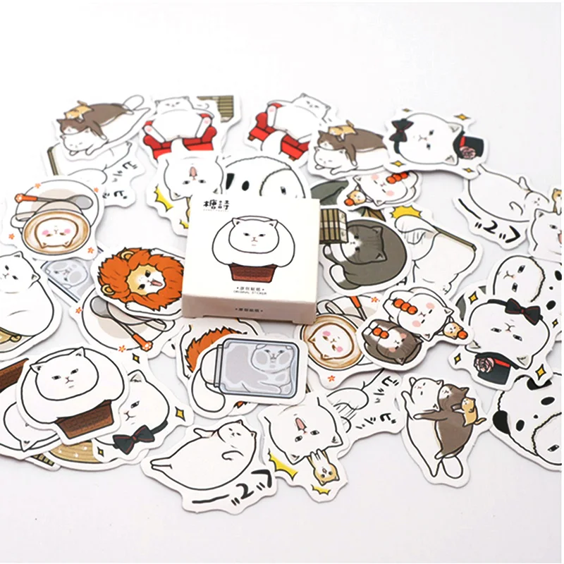 

45 Pcs/box Cute Guru cat paper sticker DIY diary album decoration stickers scrapbooking planner label Scrapbook stickers